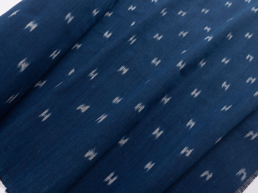 indigo dyed handwoven ikat cotton fabric