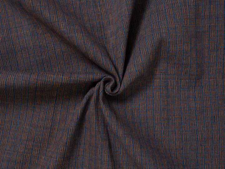 ฝ้าฝ้ายทอมือย้อมครามเข้มทอสลับฝ้ายกระตุยสีน้ำตาลธรรมชาติลายเกล็ดแลน